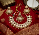 Traditional Choker Necklace Set with Chandbali Earrings and Maang Tikka - Image 5