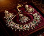 Traditional Multicolor Choker Necklace Set with Chandbali Earrings and Maang Tikka - Image 5