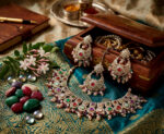 Traditional Multicolor Choker Necklace Set with Chandbali Earrings and Maang Tikka - Image 4