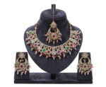 Traditional Multicolor Choker Necklace Set with Chandbali Earrings and Maang Tikka
