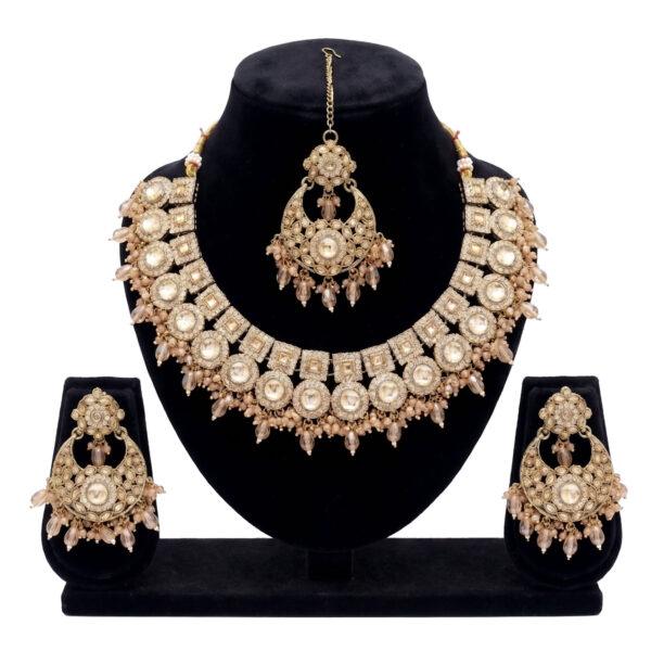 Traditional Choker Necklace Set with Chandbali Earrings and Maang Tikka