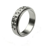 Star Engraved Stainless Steel Spinner Ring for Men & Women