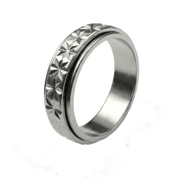 Star Engraved Stainless Steel Spinner Ring for Men & Women