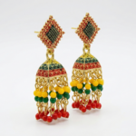Traditional Meenakari Jhumka Earrings for Women and Girls | Handcrafted Gold-Plated Ethnic Jhumki with Multicolor Beads | Antique Indian Fashion Jewelry for Weddings, Festivals, and Cultural Events - Image 5
