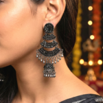 Oxidized Traditional Ethnic Hoop Jhumka Earrings for Women and Girls | Tribal Boho Chandbali Style Big Loop Earrings | Indian Fusion Fashion Jewelry for Festive and Casual Occasions | Handcrafted Antique Finish Jhumki Drop Earrings - Image 4