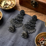 Oxidized Traditional Ethnic Hoop Jhumka Earrings for Women and Girls | Tribal Boho Chandbali Style Big Loop Earrings | Indian Fusion Fashion Jewelry for Festive and Casual Occasions | Handcrafted Antique Finish Jhumki Drop Earrings - Image 3