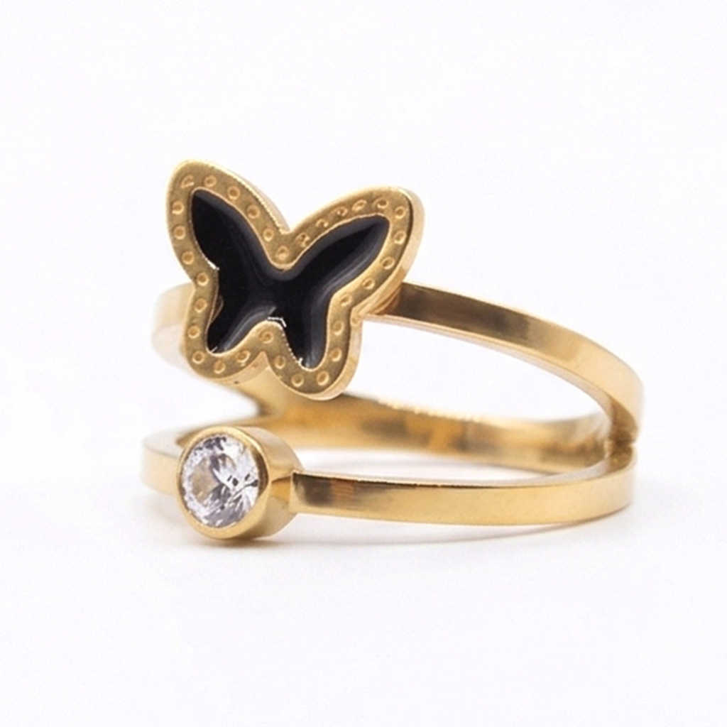 single crystal with butterfly ring