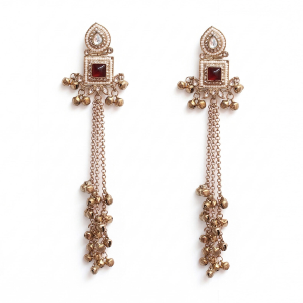 Maroon Stone kashmiri earrings