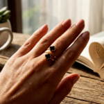 Double Black Four Leaf Clover Minimalist Ring for Women - Image 4