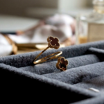 Double Black Four Leaf Clover Minimalist Ring for Women - Image 5