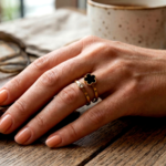 Black Clover Leaf Ring CZ Crystal Studded Office Jewellery - Image 2