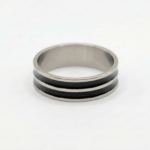 Double Black Striped Stainless Steel Thumb & Finger Ring