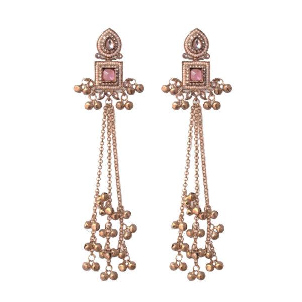 pink stone kashmiri earrings