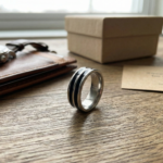 Double Black Striped Stainless Steel Thumb & Finger Ring - Image 3