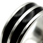 Double Black Striped Stainless Steel Thumb & Finger Ring - Image 5