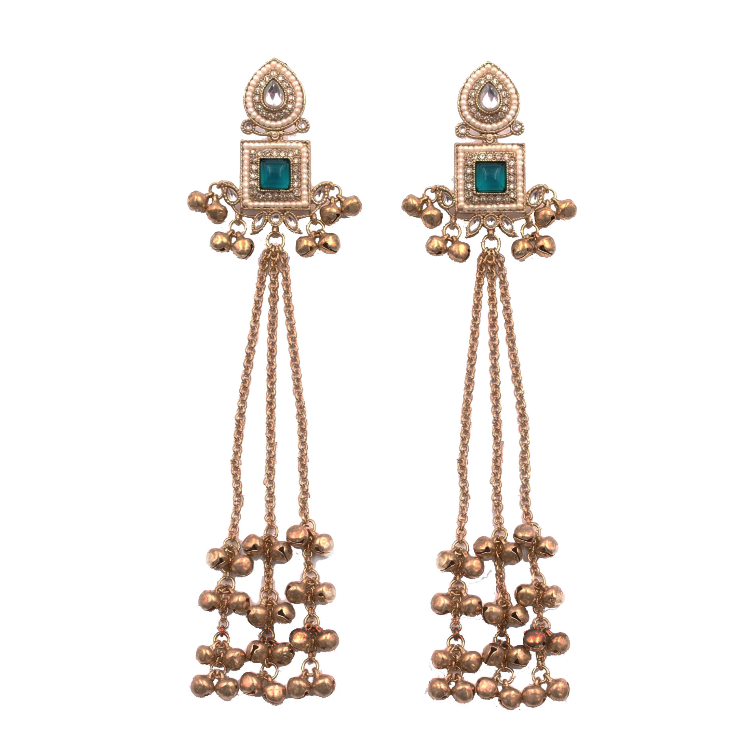 dark green stone kashmiri earrings