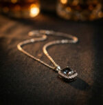 Emerald Cut Black Crystal Pendant Chain Necklace for Women - Image 3