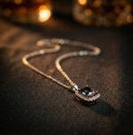 Emerald Cut Black Crystal Pendant Chain Necklace - Image 3