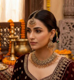 Antique Gold Tone Traditional Choker Necklace Set with Earrings & Maang Tikka - Image 4