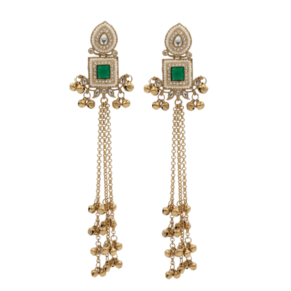 green stone kashmiri earrings