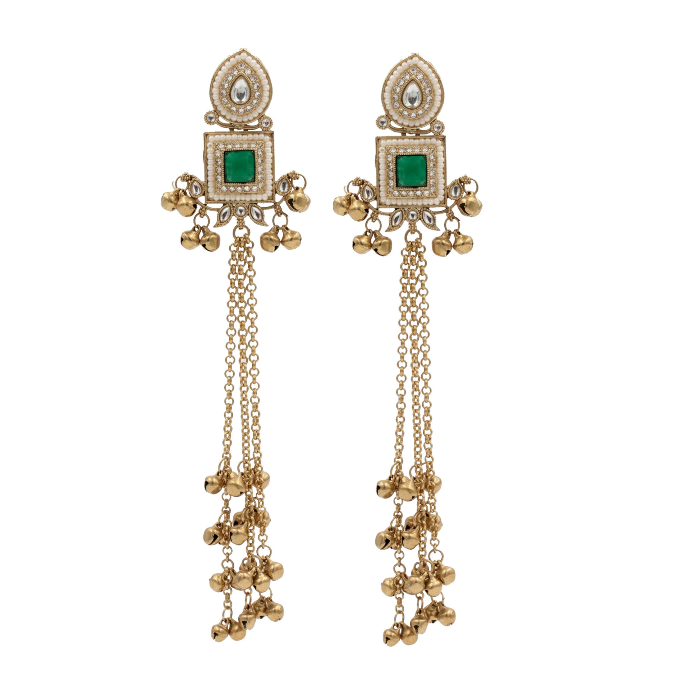 green stone kashmiri earrings
