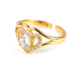Sweetheart Gold Plated CZ Adjustable Heart Ring for Women