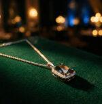 Emerald Cut Black Crystal Pendant Chain Necklace - Image 5