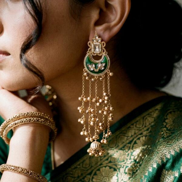 Long Kashmiri Chandbali Dejhoor Earrings