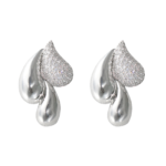 Crystal Studded Silver Raindrop Stud