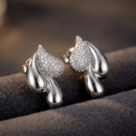 Crystal Studded Raindrop Cluster Studs Korean Earrings for Women - Image 11