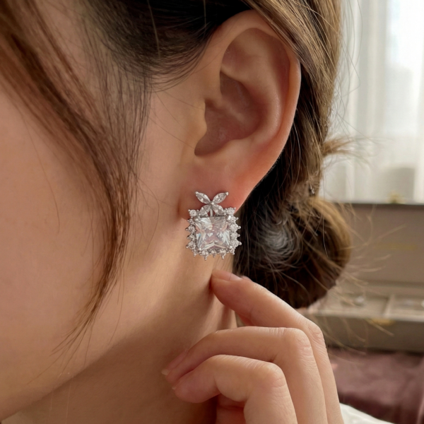 cushion cut crystal earrings