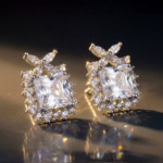 Square Cushion Cut Halo CZ Crystal Stud Korean Style Earrings - Image 7