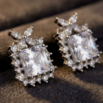 Square Cushion Cut Halo CZ Crystal Stud Korean Style Earrings - Image 10