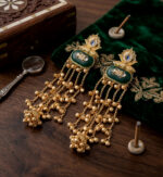 Long Kashmiri Chandbali Dejhoor Earrings with Ghungroo - Image 6
