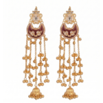 Kashmiri Earring Maroon Chandbali and ghongroo