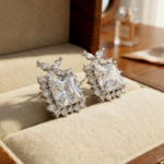 Square Cushion Cut Halo CZ Crystal Stud Korean Style Earrings - Image 9