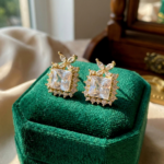 Square Cushion Cut Halo CZ Crystal Stud Korean Style Earrings - Image 6