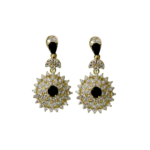 Gold Plated Floral Drop Earrings Set for Women & Girls | Black & Ruby Red Cubic Zirconia Crystal Dangle Earrings | Traditional Ethnic Statement Jewellery for Wedding, Anniversary, Festival & Gift - Image 11