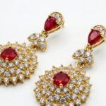 Gold Plated Floral Drop Earrings Set for Women & Girls | Black & Ruby Red Cubic Zirconia Crystal Dangle Earrings | Traditional Ethnic Statement Jewellery for Wedding, Anniversary, Festival & Gift - Image 8