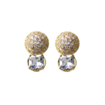 White Zirconia Pave Set Korean Stud