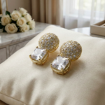 Cubic Zirconia Pave Set Crystal Golden Women's Korean Drop Earrings - Image 4