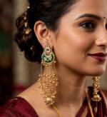 Long Kashmiri Chandbali Dejhoor Earrings - Image 7