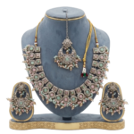 pink & green color jewellery set