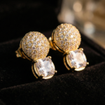 Cubic Zirconia Pave Set Crystal Golden Women's Korean Drop Earrings - Image 5