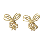 Double Ribbon Bow Knot Korean Small Drop Earrings for Women - Image 5