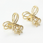 Double Ribbon Bow Knot Korean Small Drop Earrings for Women - Image 6