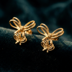 Double Ribbon Bow Knot Korean Small Drop Earrings for Women