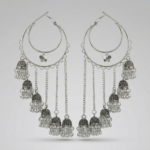 Oxidized Hoop Jhumka Earrings for Women - Traditional Boho Indian Ethnic Long Chain Dangle Drop Jewelry with Butterfly Charm for Wedding Party - Image 7