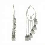 Oxidized Hoop Jhumka Earrings for Women - Traditional Boho Indian Ethnic Long Chain Dangle Drop Jewelry with Butterfly Charm for Wedding Party - Image 6