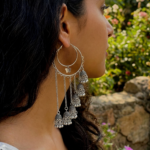 Oxidized Hoop Jhumka Earrings for Women - Traditional Boho Indian Ethnic Long Chain Dangle Drop Jewelry with Butterfly Charm for Wedding Party - Image 4
